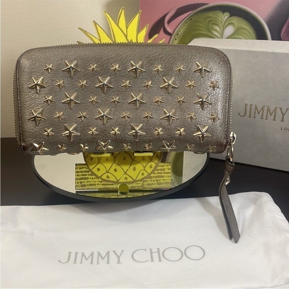 Jimmy Choo Star Studded Zip Wallet Full Inclusion!